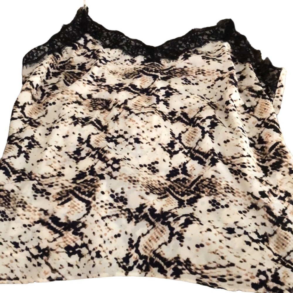 Rachel Zoe size large animal print V-neck camisole oversized eyelash lace detail